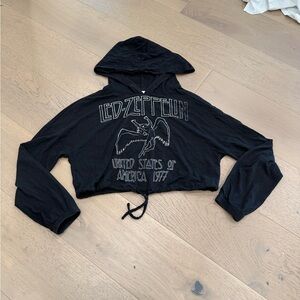 Led Zeppelin Black Cropped Hoodie
